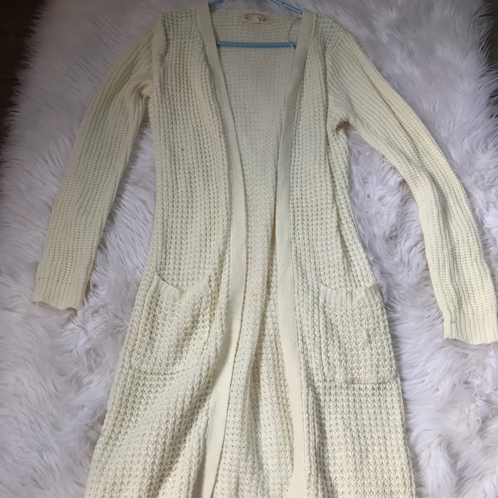 Forever 21 cream waffle knit duster cardigan